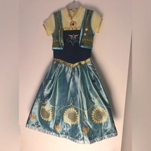 Disney Frozen Fever Anna dress costume line girls roughly size 4-6